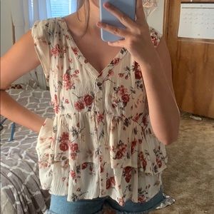 Floral ruffle tank